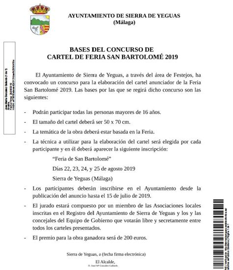 Bases Concurso Cartel Feria San Bartolomé 2019