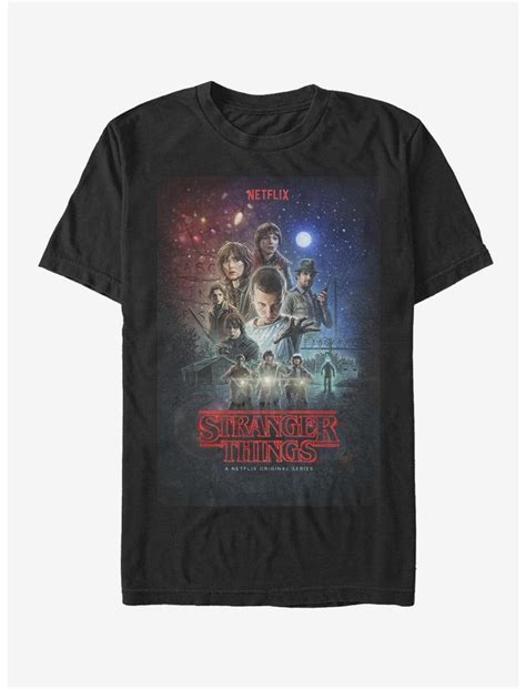 Stranger Things Classic Illustrated Poster T-Shirt - BLACK | Hot Topic