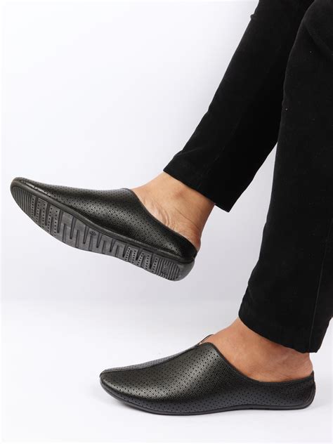 Shop Men Back Open Perforated Ethnic Party Mules Slip On Shoes
