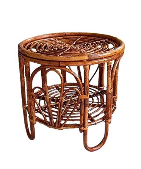 CRAFTCANE Cane, Bamboo Round Side Table, Coffee Table, Tea Table for ...