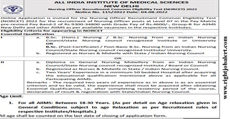 AIIMS Nursing Officer Recruitment Aug 2022