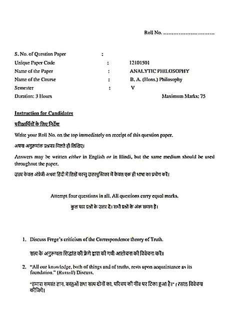 Analytic Philosophy - B.A.(hons.) Philosophy - Studocu