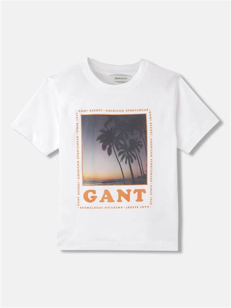 Shop Gant Boys White Solid Round Neck Short Sleeves T-Shirt Online ...