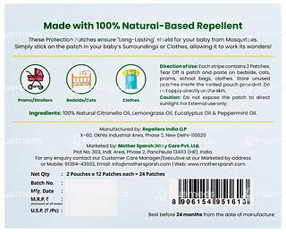 Mother Sparsh Mosquito Repellent Waterproof Patches 24 - Uses, Side ...