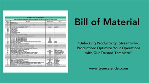 Bill Of Materials Template Excel