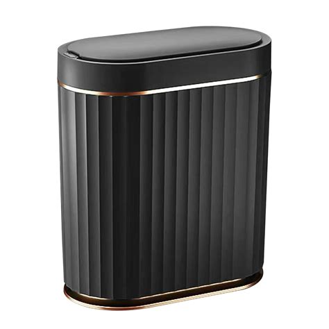 Black Bathroom Trash Can with Lid - ELPEHCO 2 Gallon Sensor Trash Bin ...