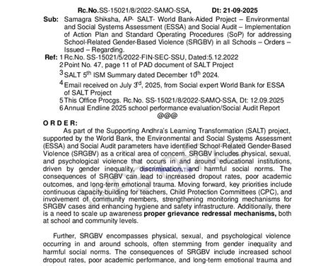 Samagra Shiksha, AP- SALT- World Bank-Aided Project – Environmental and ...