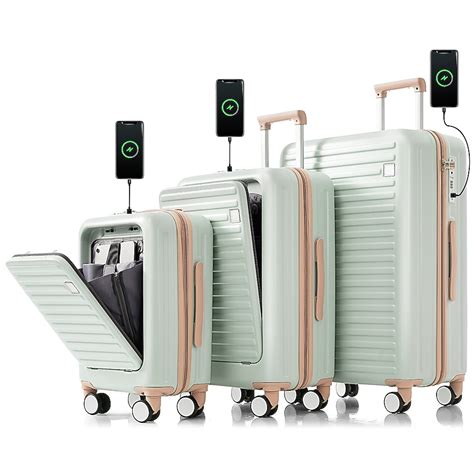 ModernLuxe Luggage Set of 3 20 24 28inch with USB Port 20 24inch with ...
