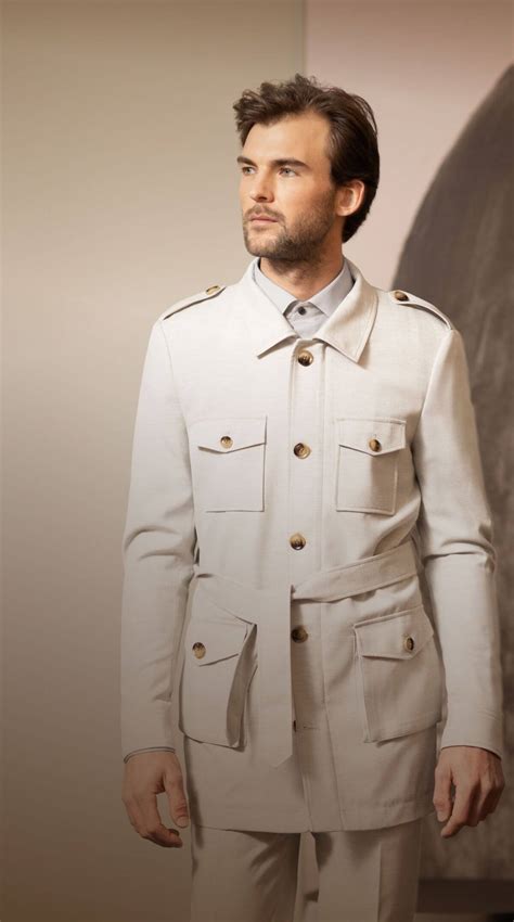 Mens white safari jacket online