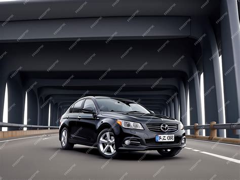 Premium Photo | Black sedan car driving on the bridge road