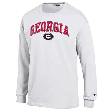 Men's Champion White Georgia Bulldogs Arched Logo Long Sleeve T-Shirt