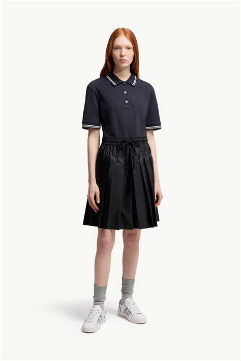 Navy Blue Cotton Piquet Polo Shirt Dress - Dresses for Women | Moncler US
