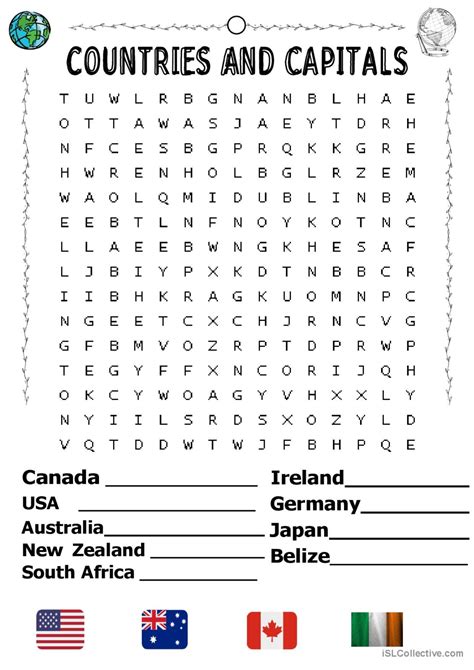 Countries and Capitals: English ESL worksheets pdf & doc
