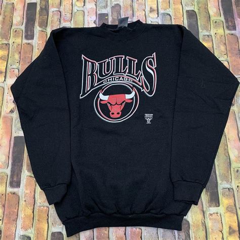 Vintage Logo 7 Chicago Bulls sweatshirt in black.... - Depop