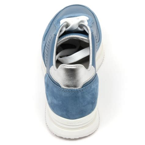 sneaker donna HOGAN H222 scarpa H forata azzurro scuro shoes woman
