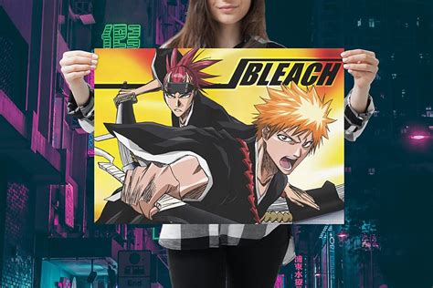 Buy Bleach Anime Poster Ichigo Renji Soul Reaper Swords Manga Comic ...