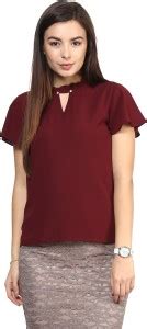 RARE Casual Short Sleeve Solid Women Maroon Top - Buy WINE RARE Casual ...
