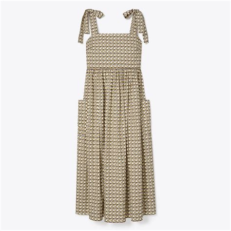 Tie-Shoulder Beach Dress-FRENCH CREAM RIBBON WAVE - Tory Burch