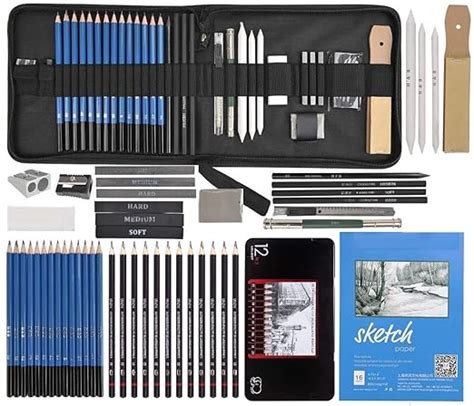 Corslet 47 Pieces Pencil Kit Professional Graphite Charcoal Sketch Kit ...