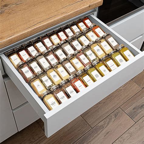VANGAY Spice Drawer Organizer, Spice Rack Drawer for Kitchen, 4 Tier ...