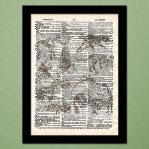 Dinosaur Skeletons Dictionary Art Print Paper Print - Animals posters ...