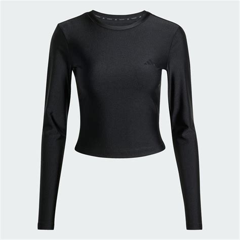 CLOTHING - Workout Essentials Long-Sleeve Shirt Shine - Black | adidas ...