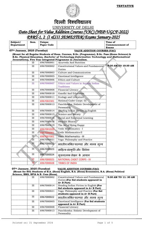 2024-09-21-NEP-VAC Sem. III-I - TENTATIVE fnYyh fo’ofo|ky; UNIVERSITY ...