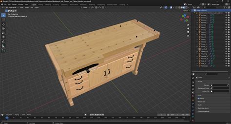 Workbench with Drawers and Cabinet 3D model | 3D Molier International
