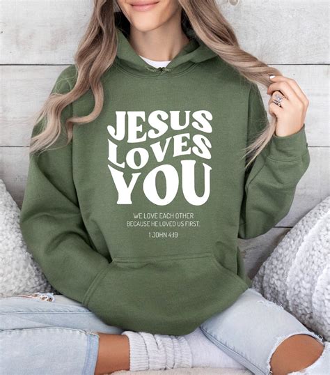 Jesus Loves You Christian Hoodie, Trendy Christian Sweatshirts, Boho ...