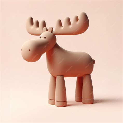 Regal 3d moose on a light background 3d clay cartoon model of a moose ...