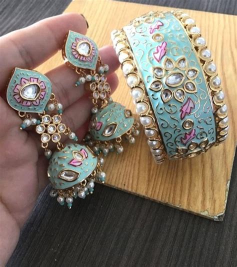 Pastel Meenakari Jhumkas & Bangle Set That We Cant Resist | South ...