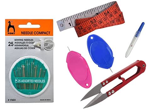 Needle Compact Sewing Needles with Threader + 2Needle Threader for ...