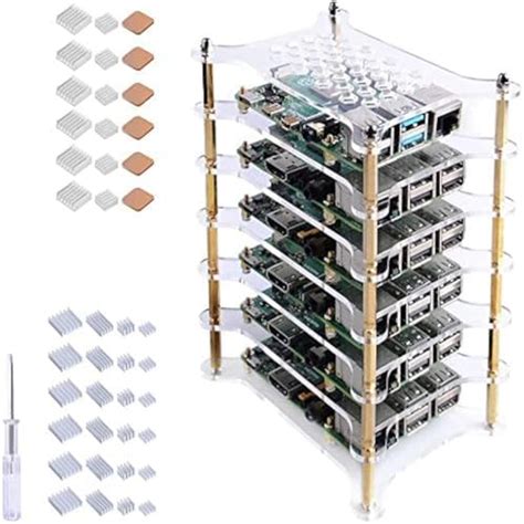 Amazon.in: Buy GeeekPi Acrylic 6-Layer Cluster Case for Raspberry Pi 4 ...
