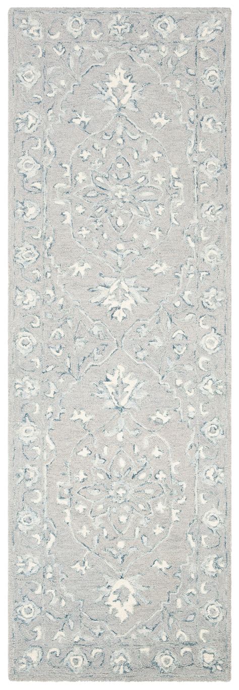 SAFAVIEH Micro-Loop Britton Oriental Runner Rug, Light Grey/Ivory, 2'3 ...