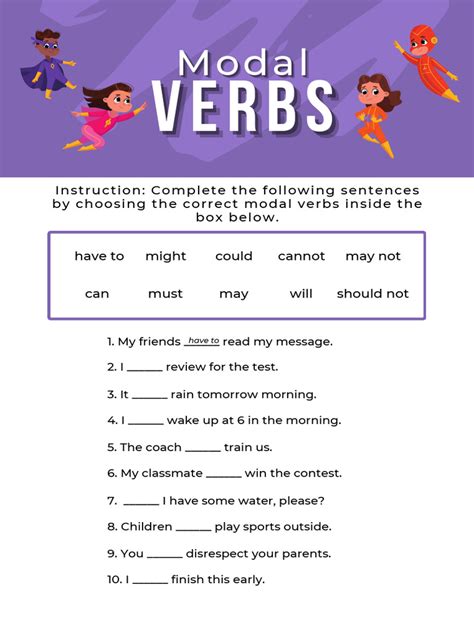Modal Verbs Worksheet 的图像结果