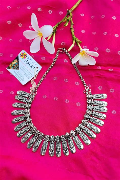 German Oxidised Silver Choker Necklace Traditional Kolhapuri Jewellery ...