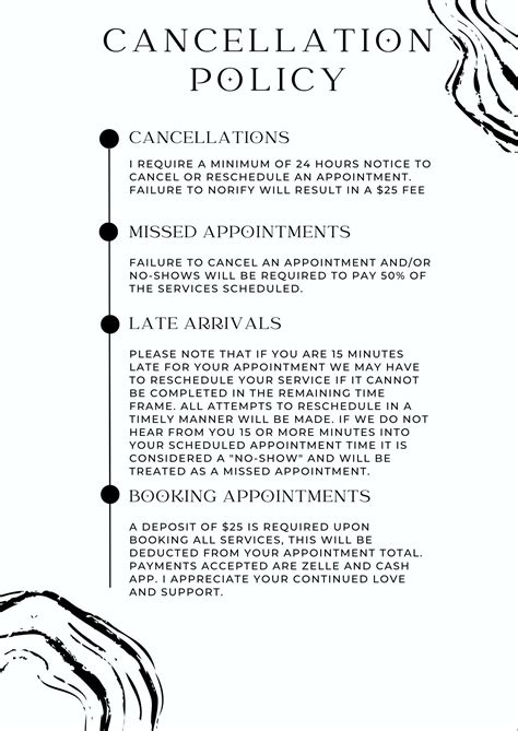 Salon Cancellation Policy Template - Templates.maexproit.com