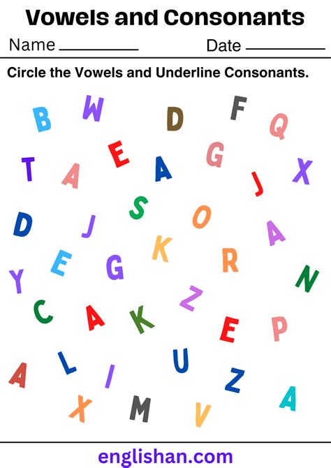 Consonants and Vowels Worksheets and Exercises with Answers