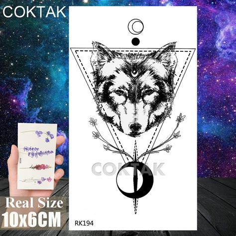 COKTAK 12Pieces/Lot Forest Realistic Wolf Temporary Tattoos For Men ...