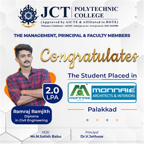 Placed Students | JCT Polytechnic