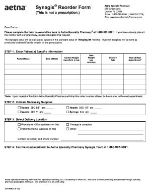 Fillable Online Reorder Form - Aetna Fax Email Print - pdfFiller