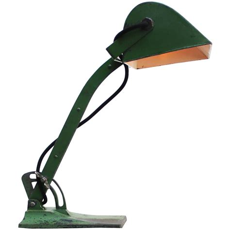 Green Metal Cast Iron Banker's Table Desk Lamp For Sale at 1stDibs
