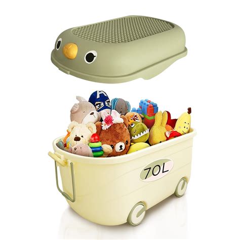 Froppi 70L Toy Box for Toy Storage on Wheels with Lid | XL Size ...