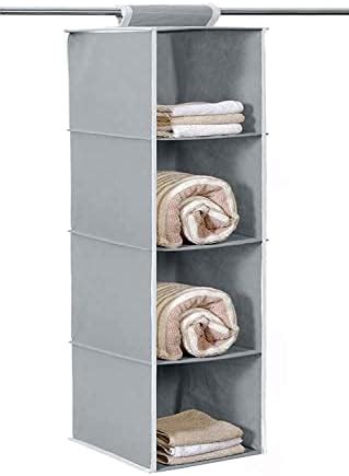 Kuber Industries Non Woven Fabric Foldable Hanging 4 Shelves Wardrobe ...