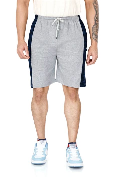 Neo Garments Grey & Blue Cotton Long Shorts For Men Price in India ...