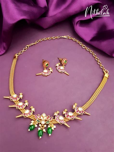 Choker Necklace - AD Choker, Temple Choker, Oxidised Choker – Nithilah