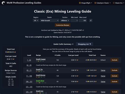 WoW Classic Mining Leveling Guide