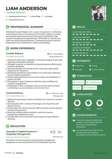 Cocktail Waitress Resume