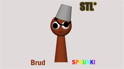 Sprunki Incredibox Brud Brown STL 3D Character Fanart 3D Model ...