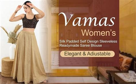 Vamas Women's Silk Padded Self Design Sleeveless Readymade Saree Blouse ...